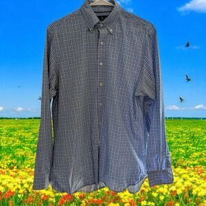 Men's Ralph Lauren Button Down Shirt Large 100% Cotton Blue Pink Plaid LS